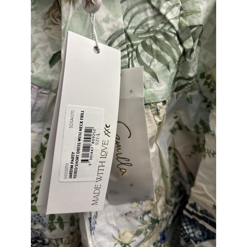 Camilla Tiered Short Dress With Neck Frill Jardim Party Size Large New $695 - Picture 8 of 8
